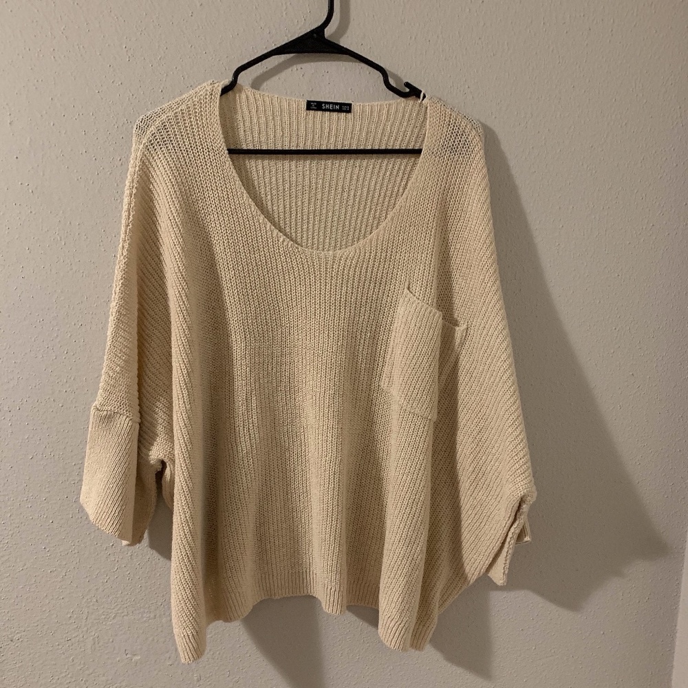 SHEIN cream 3/4 sleeve sweater